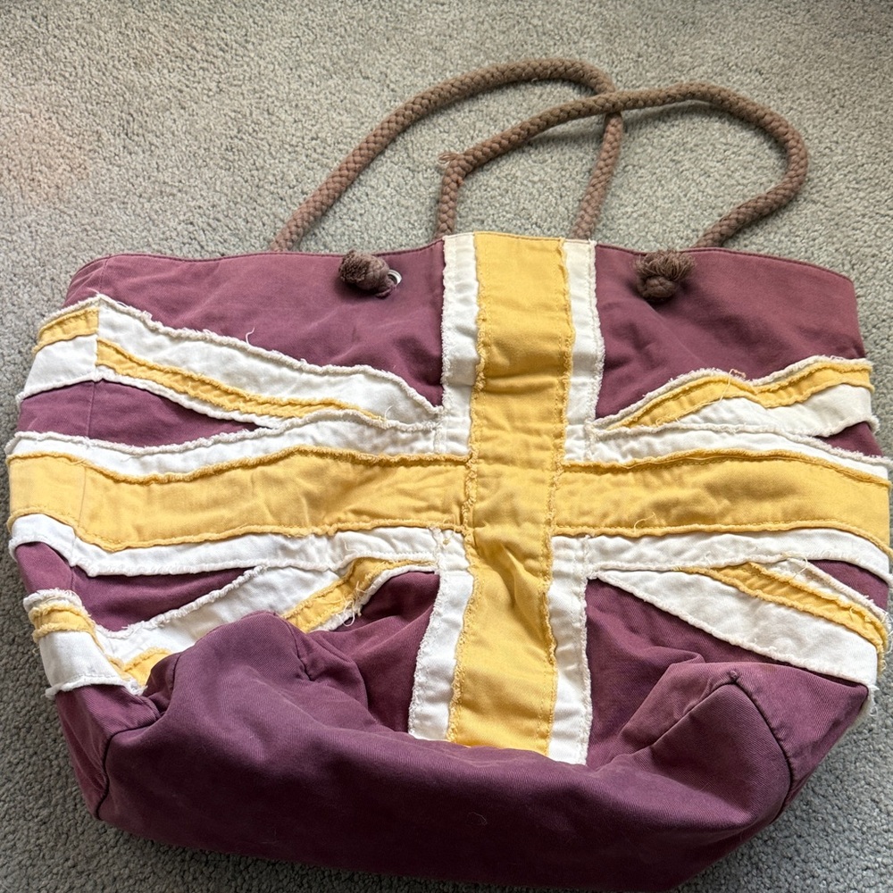 Boden Purple and Yellow Union Jack Tote